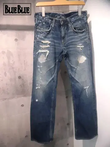 BLUE BLUE 하드 데미지 리페어 가공 부츠컷 데님 팬츠 W29