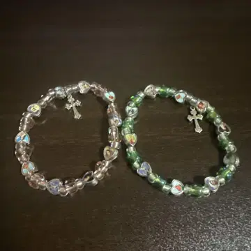 KAMIYA Mexican Beads Bracelet 그린, 핑크