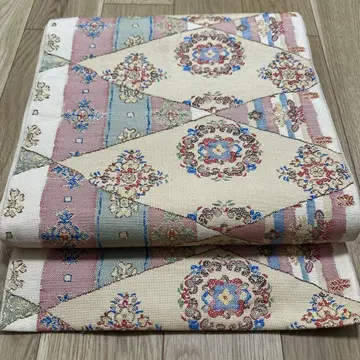 나고야 오비(약 24cm) 지 쇼소인 꽃 문양 순수 실크 183