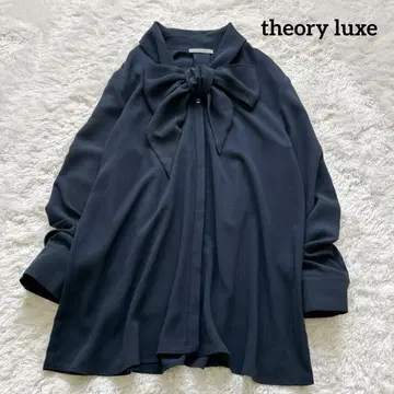 띠어리 럭스 보타이 블라우스 HEAVY PEARL 네이비