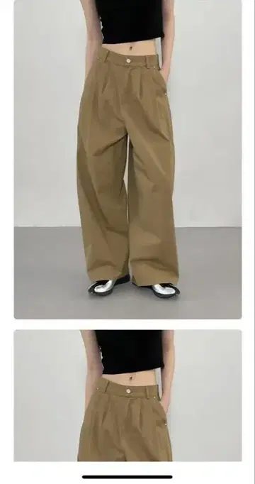 BLACKUP 무지 핀턱 와이드/루즈 롱 팬츠 S사이즈