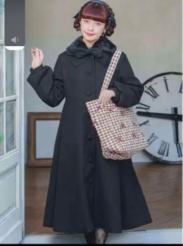 아오키 미사코 롱 코트 블랙