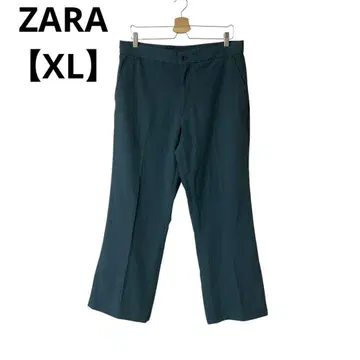 ZARA 캐주얼 팬츠 레이온 스트레이트 깔끔함 [ XL ] 다크 그린