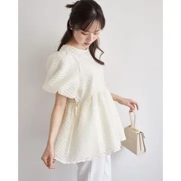 tocco closet 사이드 리본 도트 페플럼 블라우스
