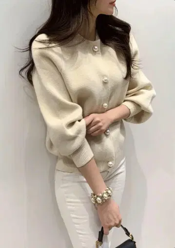 DHORIC 펄풍 버튼 니트 가디건
