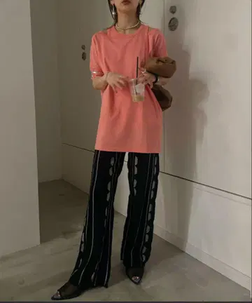 Ameri MEDI SHEER GEOMETRIC KNIT PANTS