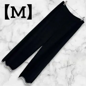 블랙 니트 와이드 팬츠 블랙 [ M ]