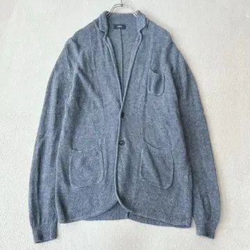 새상품급 쉽스 프렌치 린넨 니트 자켓 가디건 블루