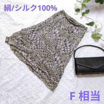 플레어 스커트 기하학 패턴 실크 100% F 상당