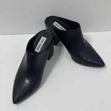 STEVE MADDEN 블랙 가죽 힐 뮬