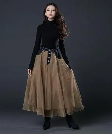 데님 도킹 샤샤 스커트