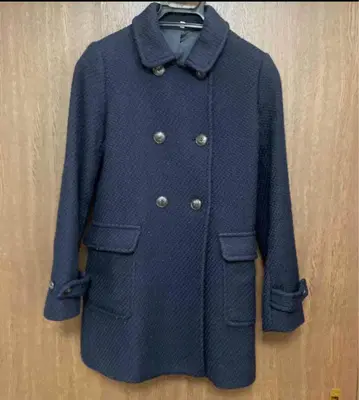 네이비 더블 브레스트 울 피코트