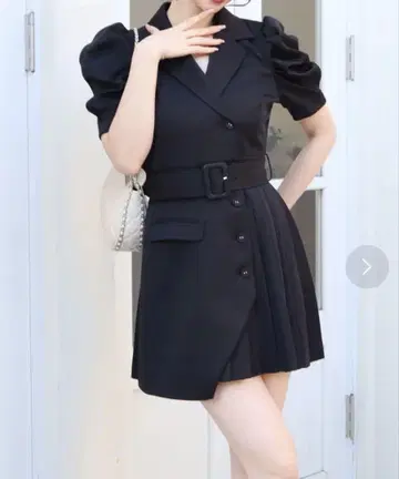 ROYAL PARTY 퍼프 슬리브 자켓 플리츠 미니 원피스