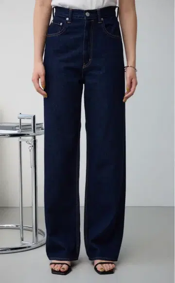 [ AZUL by moussy ] 하이웨스트 스트레이트 와이드 데님