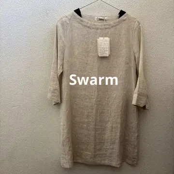 Swarm 린넨 베이지 튜닉 오분 소매