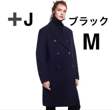 +J 더블 페이스 더블 브레스트 코트 유니클로 M 블랙