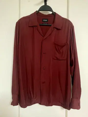 BEAMS 버건디 오픈 카라 셔츠