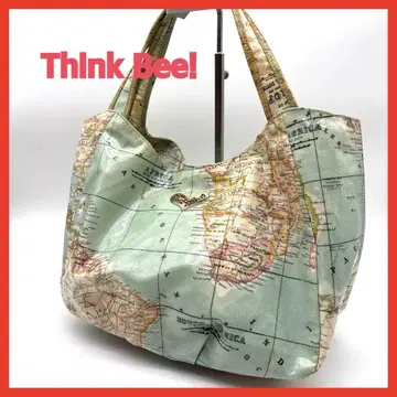 Think Bee! Just Heart 세계 지도 도안 토트백