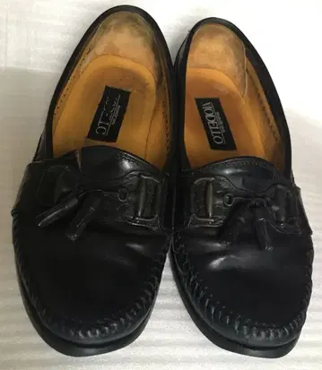 MODELLO madras 블랙 가죽 로퍼 태슬 밴딩 25cm