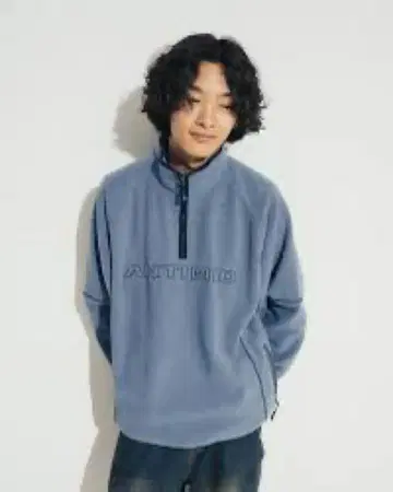 ANTIMID 플리스 자켓 파랑 하프 지퍼
