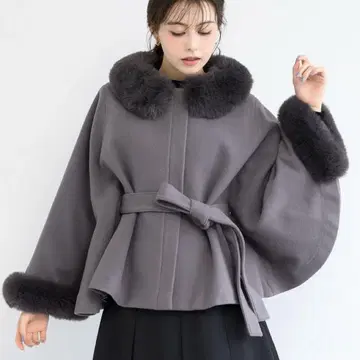 MISCH MASCH 판초 코트 차콜 그레이