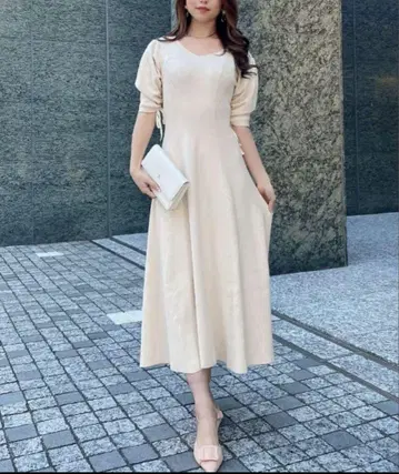 eimy istoire 커브 슬리브 리브 머메이드 원피스 아이보리