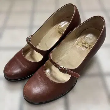 브라운 가죽 멜리 제인 하이힐 23cm 히미코