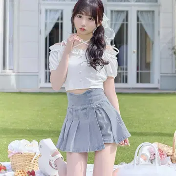 미셸 마카롱 슬림 레그 데님 치마바지