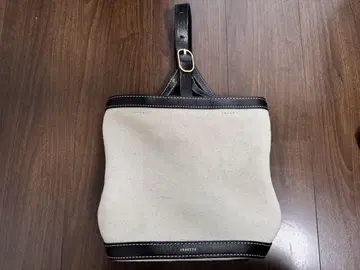 ORSETTO 캔버스 베이지 가죽 콤비 핸드백