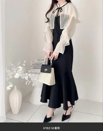 블랙 프릴 원피스 L 사이즈
