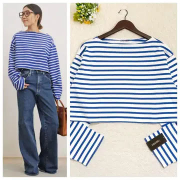 [ 새상품 ]굿그리프 SHORT BORDER TOP 긴팔 블루 화이트 F
