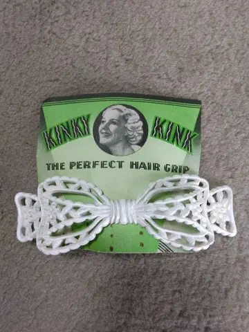 레어 Kinky Kink 리본형 헤어 클립 흰색 화이트 빈티지 재고품