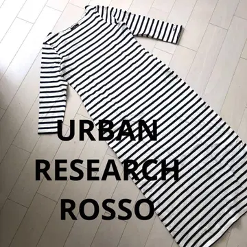 UR ROSSO 어반 리서치 보더 맥시 원피스 7부 소매 코튼