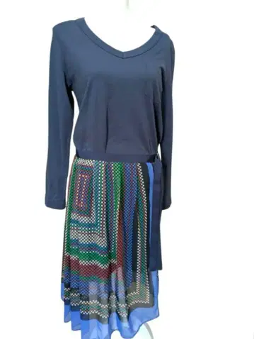 sacai 비대칭 도킹 원피스 랩 드레스 멀티 컬러