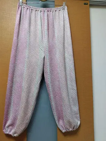 기모노 리메이크, 순수 실크, 시보리 몸빼 팬츠, 핑크