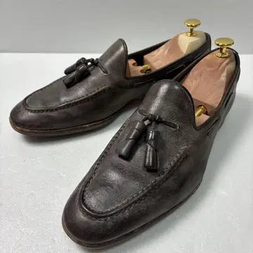 Santoni 태슬 로퍼 다크 브라운 차콜 그레이