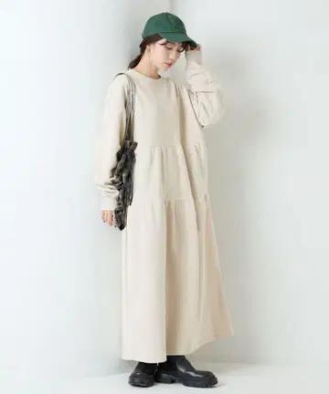 FREAK'S STORE 티어드 절개 속기모 원피스2 베이지 M