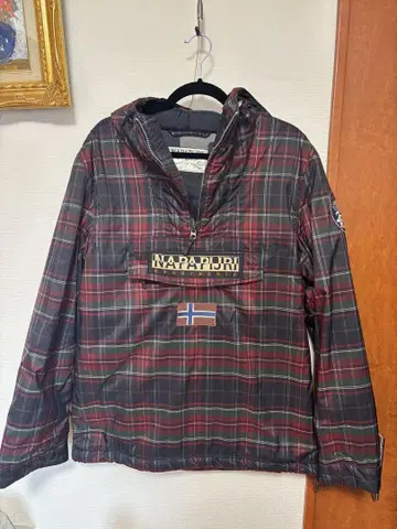 [ 미사용 새상품 ] NAPAPIJRI 체크 무늬 후드 부착 자켓
