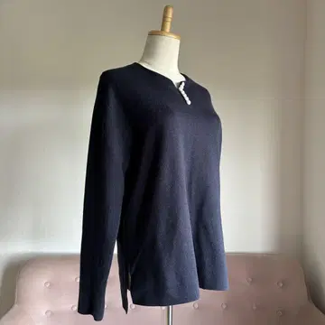 23구 울 블렌드 라인 펄 풀오버 38 네이비