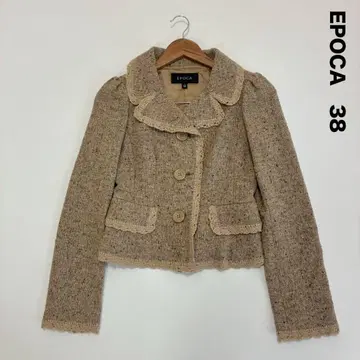 EPOCA 에포카 열쇠 편물 파이핑 트위드 자켓 38 라메 믹스