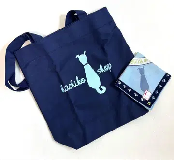 레어! hachiko shop 네이비 토트백 + 대형 손수건 set