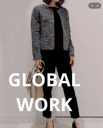 GLOBAL WORK 글로벌 워크 세탁 가능한 노카라 자켓 트위드