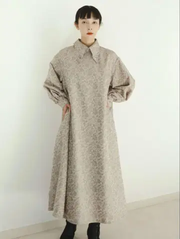 자카드 버튼 다운 원피스