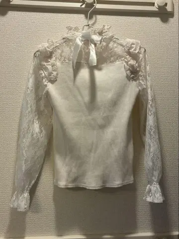 시크릿허니 레이스 절개 상의 화이트 블라우스 지뢰 리즈리사