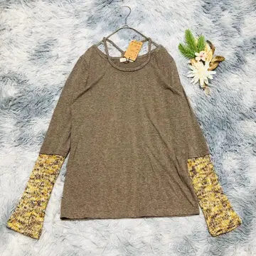 택 포함 Pure Frapper (M) 니트 절개 긴팔 티셔츠 면 혼방