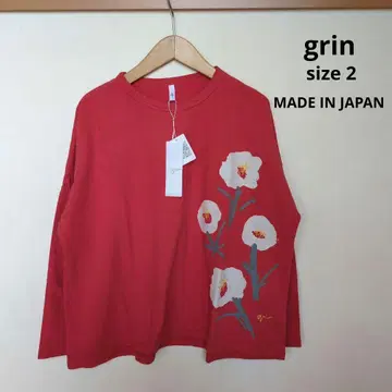 grin 플라워 프린트 긴팔 티셔츠 아카