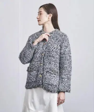UNITED ARROWS 트위드 메탈 버튼 가디건