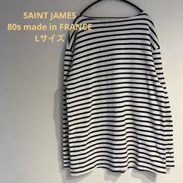 80s 구택 SAINT JAMES 네이비/화이트 바스크 셔츠