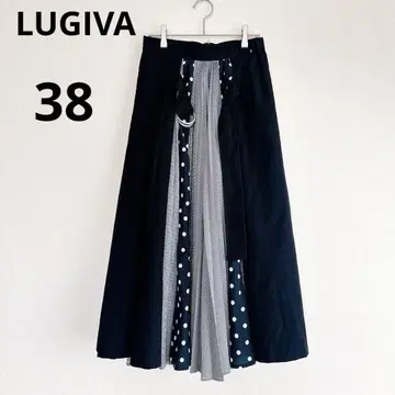 LUGIVA 루기바 이소재 절개 도트 무늬 롱 스커트 38