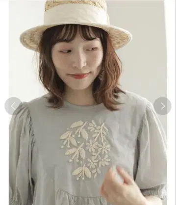 츠하루 바이 사만사 모스모스 린넨면 메쉬 리본 자수 블라우스 택 포함